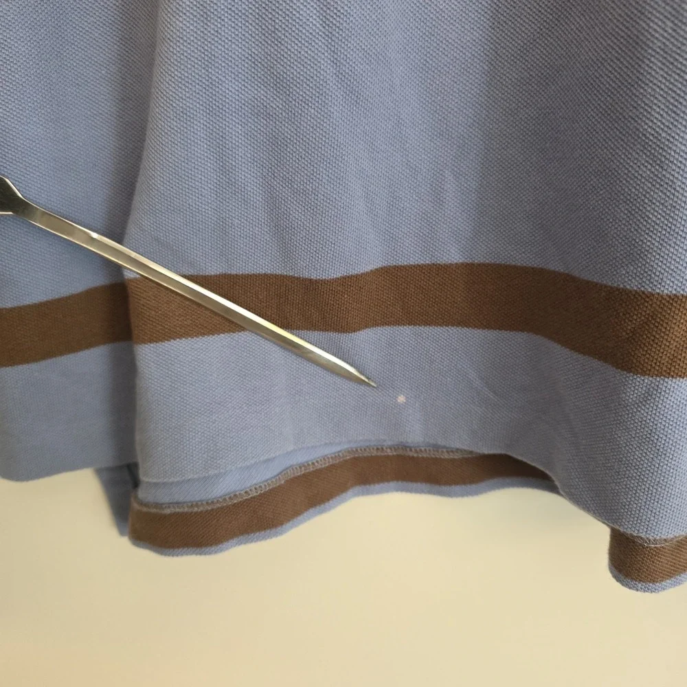 Vintage Polo Ralph Lauren Polo Shirt Blue Brown Striped Short Sleeve Mens 2XL